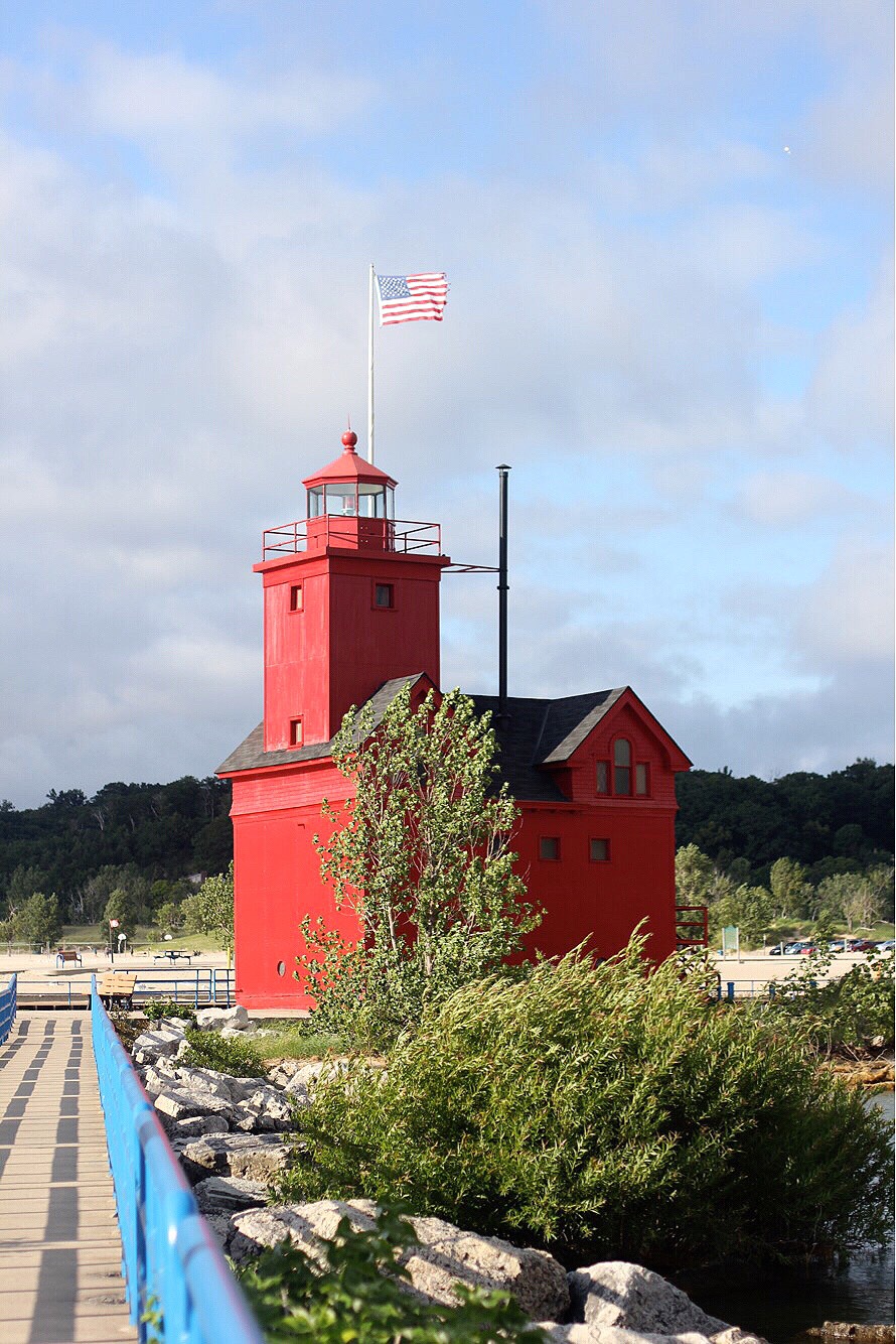 big red lighthouse in holland, michigan