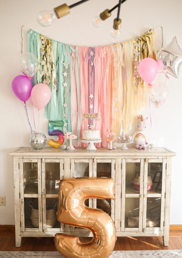unicorn birthday party theme for 5th birthday decorations
