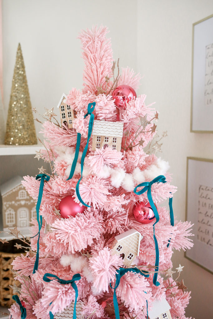 pink christmas tree decorated