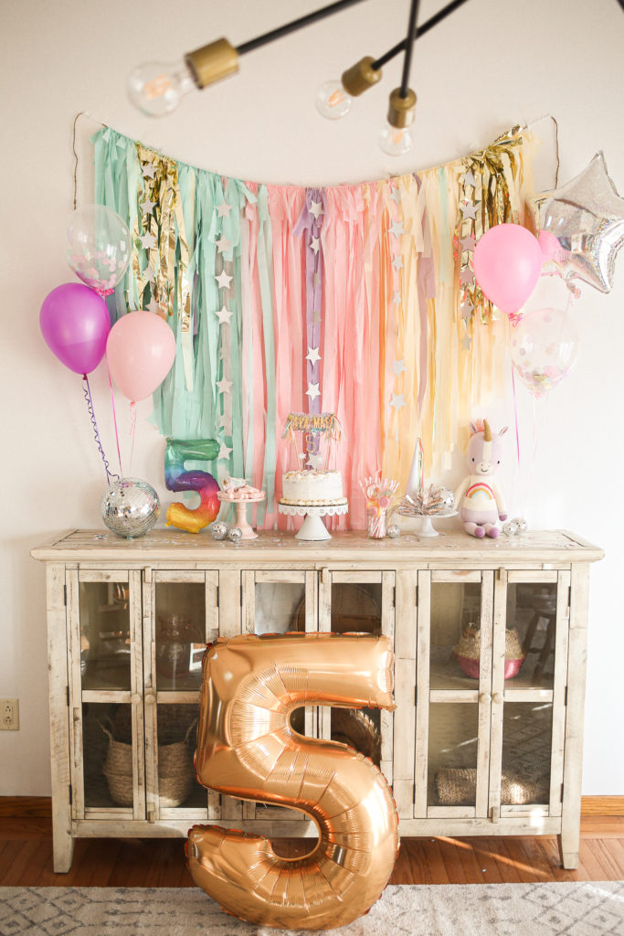 unicorn birthday party theme for 5th birthday decorations