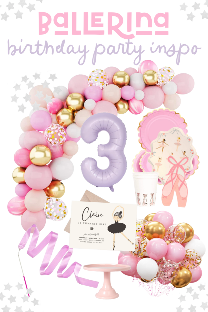 pink, gold, silver, and light purple ballerina birthday party