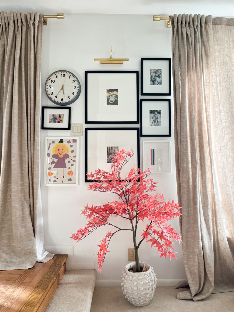 faux red tree for fall