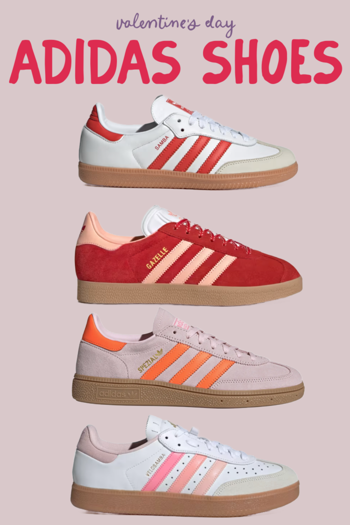 valentine's day adidas sambas and gazelle sneakers