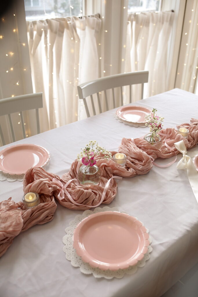 10th coquette bedazzling birthday party table setting